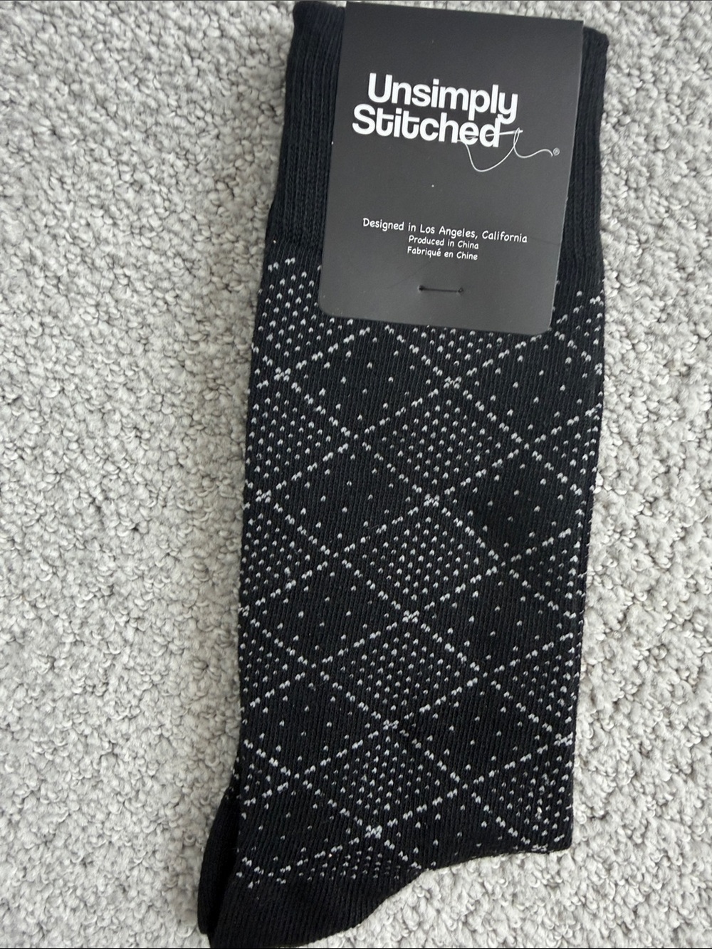 Men's Black Diamond Pattern Dress Socks